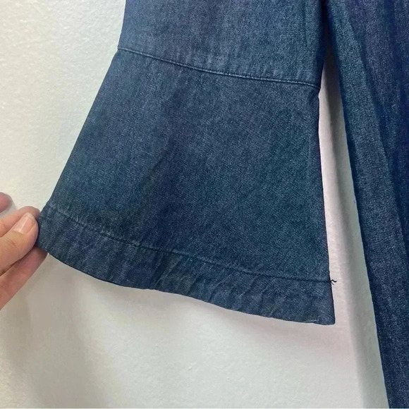 DraperJames Chambray Ruffle Shift Dress Sz 8 - Picture 9 of 14